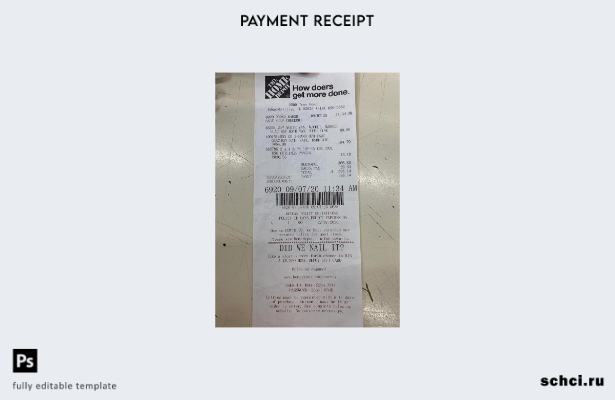 скачать в цифровом формате шаблон квитанции Home Depot